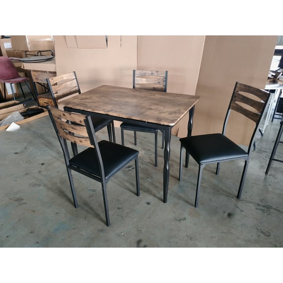 2025 New 5 Piece Dining Table Set, Industrial Style Dining Table and Chairs Set for 4, Kitchen Table Set for Dining Room Kitchen Apartment