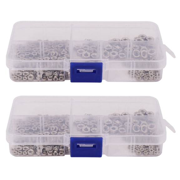 2025 New! 500 Pcs/Set M1.6 M2 M2.5 M3 Carbon Steel Hex Nut Assortment Kit Hexagon Nuts Metric Thread