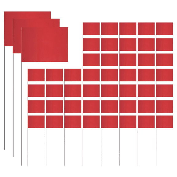 2025 New! 50Pack Marking Flags, Red Yard Flags 15x4x5Inch, Marker Lawn Markers, Irrigation Landscape
