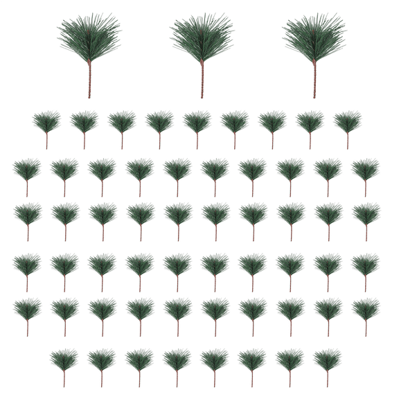 2025 New! 60 PC Artificial Green Pine Needles Branches-Small Twigs Stems Picks-Fake Greenery Picks for Christmas Garland