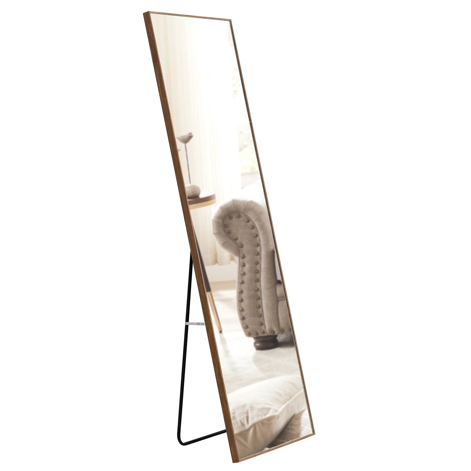 Brown Wood Framed 65" x 23" Full-Length Rectangular Mirror