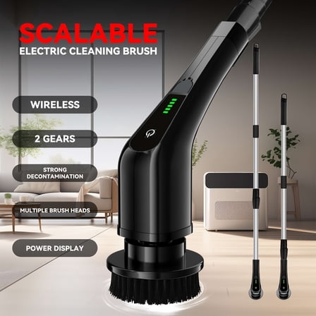 2025 New 7-in-1 Telescopic Electric Cleaning Brush, Multi-Surface Scrubber for Floor & Kitchen, Long Handle Household Cleaning Tool
