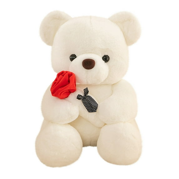 2025 New! 9.8'' Teddy Bear with Rose, Soft Plush Bear Doll Stuffed Animals Toys Valentines Day Decor Gifts for Her/Girlfriend Lover Mom Kids