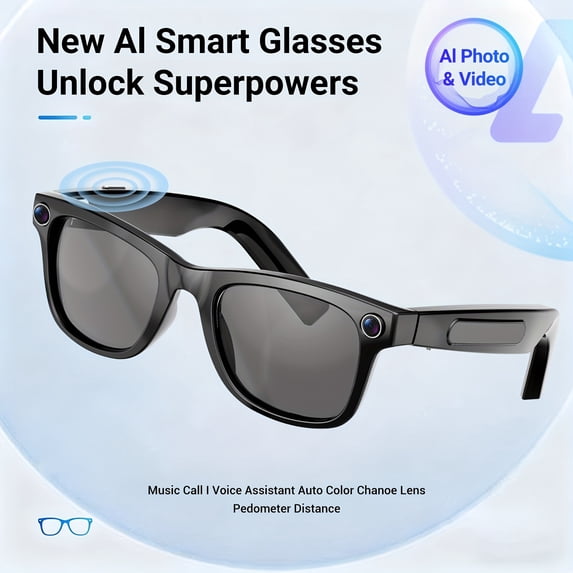 2025 New AI Smart Bluetooth Glasses, 110+ Languages Real-Time Translation, Touch Control AI Chat, Video Audio Recording & Wireless Calls, Stylish Daily Eyewear