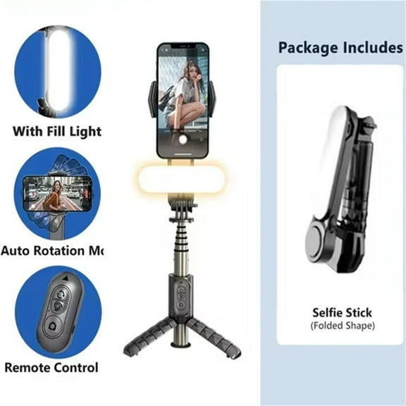 2025 New AI Stabilizer Wireless Bluetooth Selfie Stick Tripod Handheld Gimbal Stabilizer Monopod With Fill light for IOS Android