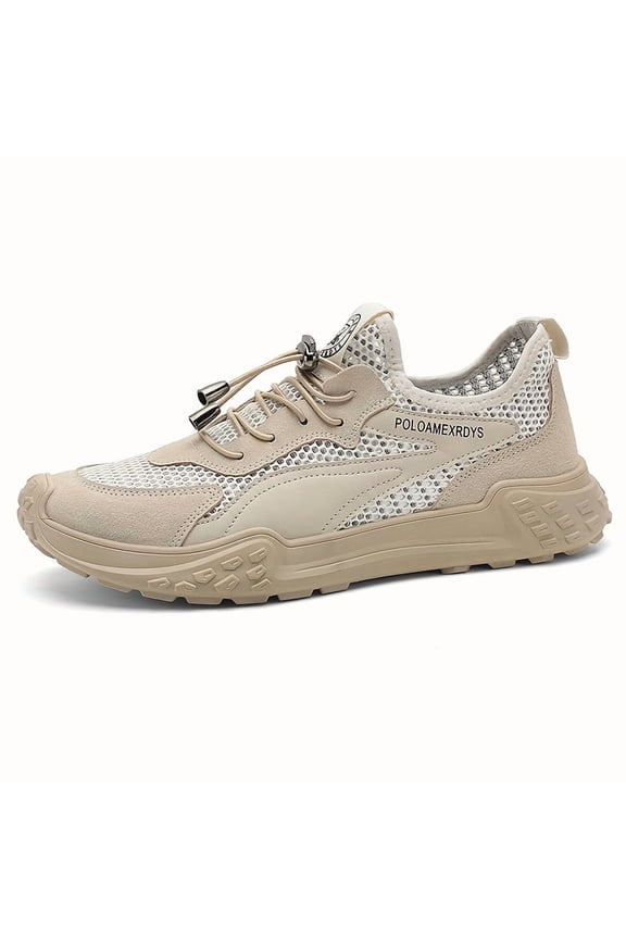 2025 New Arrival Men'S Breathable Casual Sports Sneakers - Soft Bottom, Round Toe, Low Top, Elastic Lace-Up, Light Brown, Perfect for Running and Casual Wear, Casual Sports Shoes|Minimalist Style