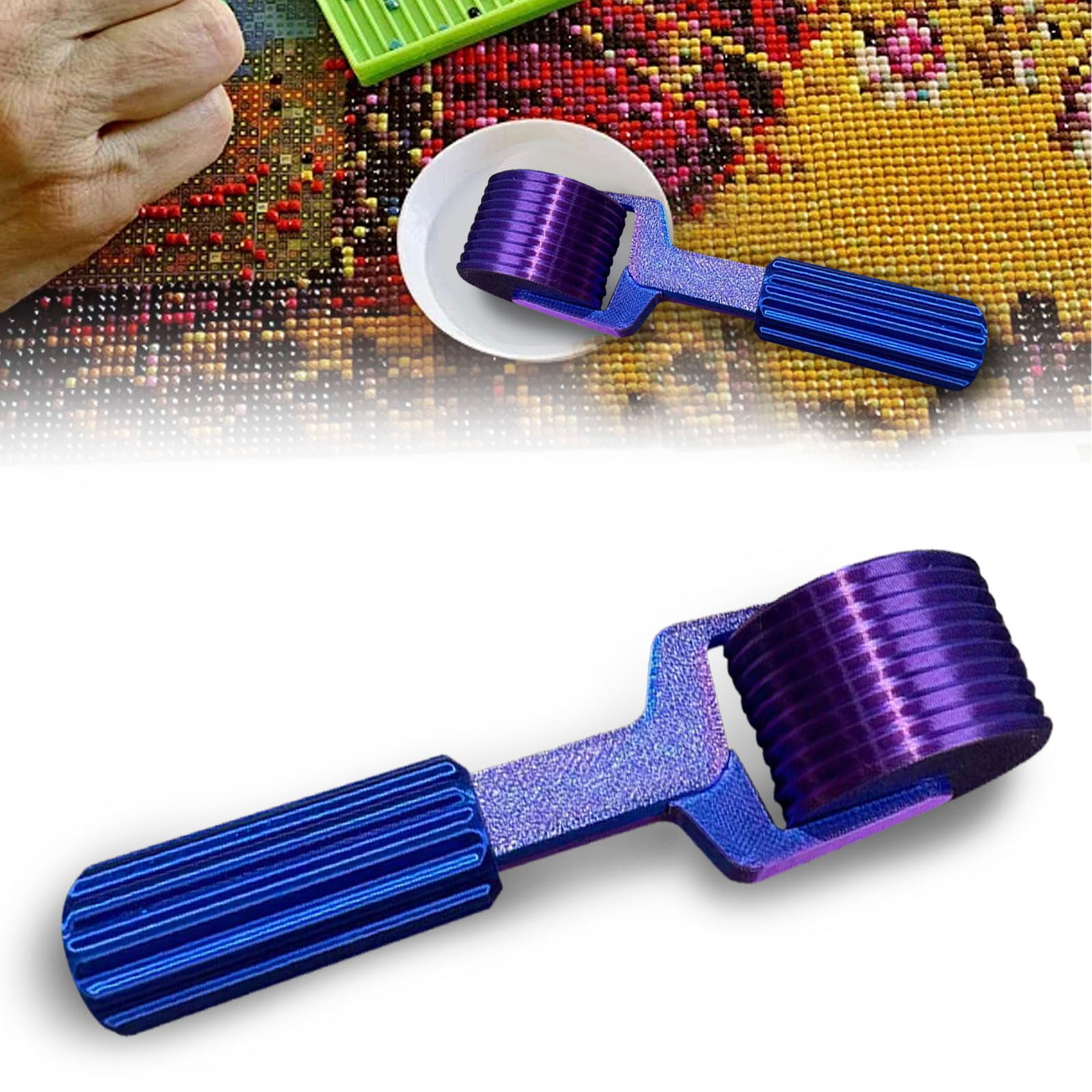 Rouleau Presseur Pour Peinture à Strass - Détachable, 10,5 Cm - Outil Pour Loisirs Créatifs, Diamant Painting, Blanc/violet/rose/bleu