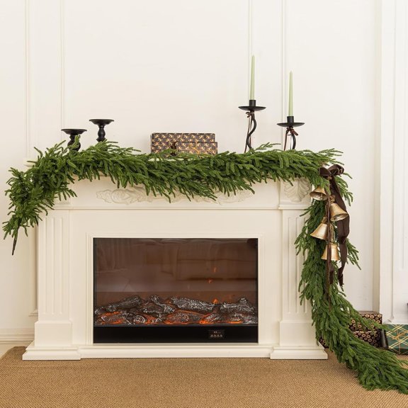 2025 New Artificial Norfolk Pine Garlands,8.86ft Real Touch Winter Pine Garland, Green Artificial Greenery Garland for Table,Wall, Outdoor, Indoor Christmas Decorations