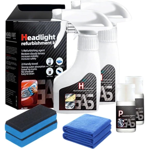 2025 New Automotive Headlamp Restoration Fluid, Pro Headlight Rejuvenator Kit with Keep Clear Headlight Coating, Headlight Cleaner Spray Instant Oxidation Removal for Yellowing Cloudy (a)