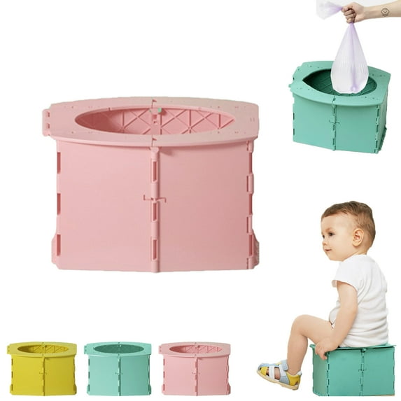 2025 New Baby Whisper Travel Potty, Upgraded Portable Potty, 8.6*5.5In Foldable Potty Seat with Cleaning Bags, Reusable Toilet for Outdoor Camping, Travel, Toddler Potty Seat (Pink)