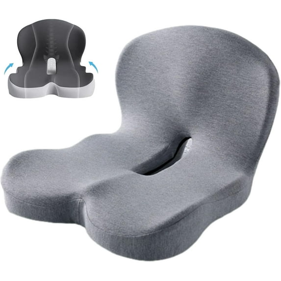 2025 New Back and Seat Cushion Car, Memory Foam L-Shaped Integrated Seat Cushions for Car, Ergonomic Back Support & Sciatica Relief for Long Drives