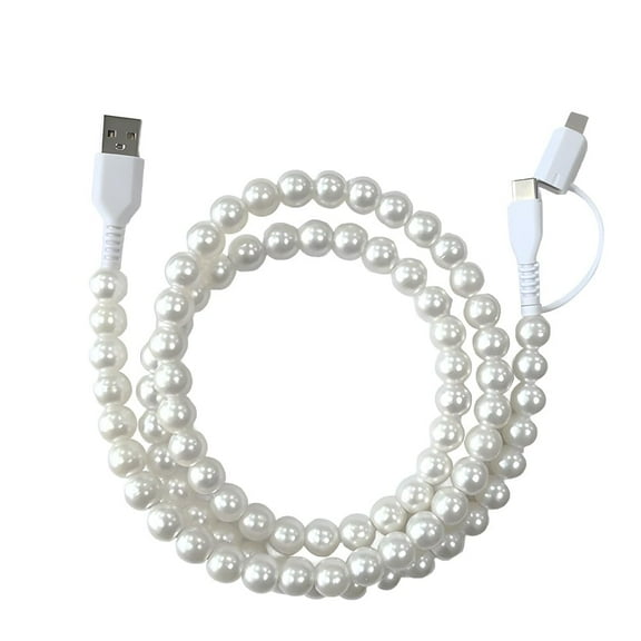 2025 New Beaded Charging Cords, 3.3FT Cute Colorful Charger Cable, 2 in 1 Multi Charging Cable USB C Cable, 66W Fast Charging & Data Sync Cable for iOS and Android Devices