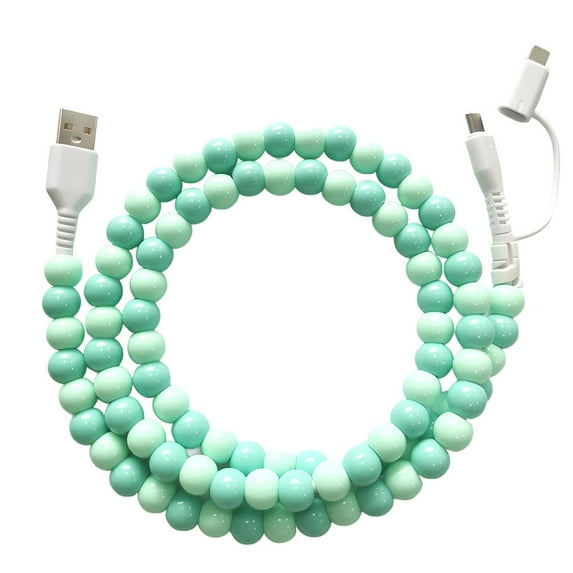 2025 New Beaded Charging Cords, 3.3FT Cute Colorful Charger Cable, 2 in 1 Multi Charging Cable USB C Cable, 66W Fast Charging & Data Sync Cable for iOS and Android Devices