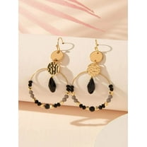 2025 New Beaded Round Drop Earrings For Women Crystal Mixed Round Circle Earring Hollow Cutout Dangle Christmas Jewelry Gift