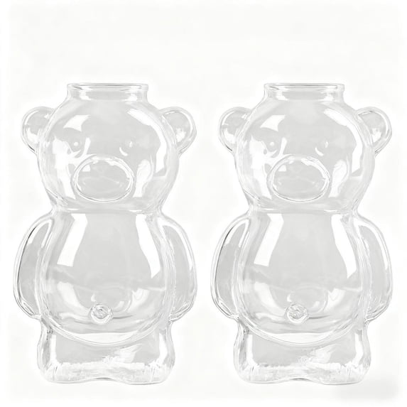 2025 New Bear Cocktail Glass Cup, Cute Bear Glass Cup With Straw 11oz, Cute Mugs, Coffee Beer Wine Cocktail Drinks Glassware, 1PC
