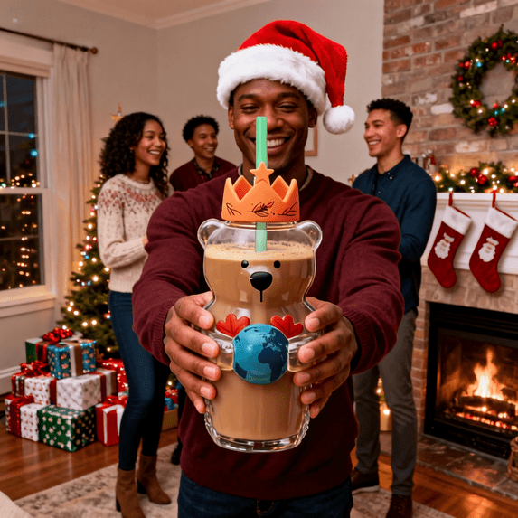 2025 New Bear Straw Cup Glass Mug, Mug,Cartoon Bear Shaped Coffee Mug,for Coffee Cocktail Drinks, Glassware Beverage Container Xmas Gift for Friends Family | 20 oz KTFgvq