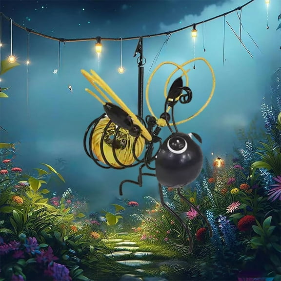 2025 New Bee Solar Lights Outdoor - Hanging Solar Bee Garden Decor, Waterproof LED Lights for Patio, Parties & Festivals, Unique Birthday Gift Idea
