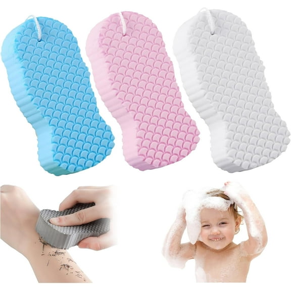 2025 New Berosely Radiant Skin Sponge - 3D Super Soft Magic Exfoliating Bath Sponge, Reusable Dead Skin Remover for Body & Face, Gentle for All Skin Types, Includes Lanyard for Adults and Children
