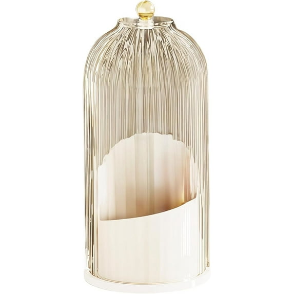 Clear Dustproof Waterproof Rotating Makeup Organizer with 3 Compartments, Black