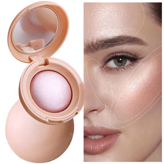 2025 New Bloom Up Baked Highlighting Blush, Soft Pinch Glitter Powder Blush, Natural Finish - Buildable Color, Long Last Natural Complexion, Shape, Contour & Highlight For All Skin Tones