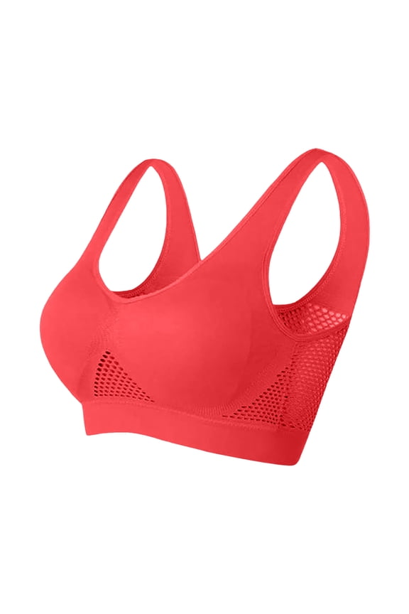 2025 New Breathable Cool Liftup Air Bra - Large Size Mesh Sports Bra for Women, Underwireless Support, Front Closure