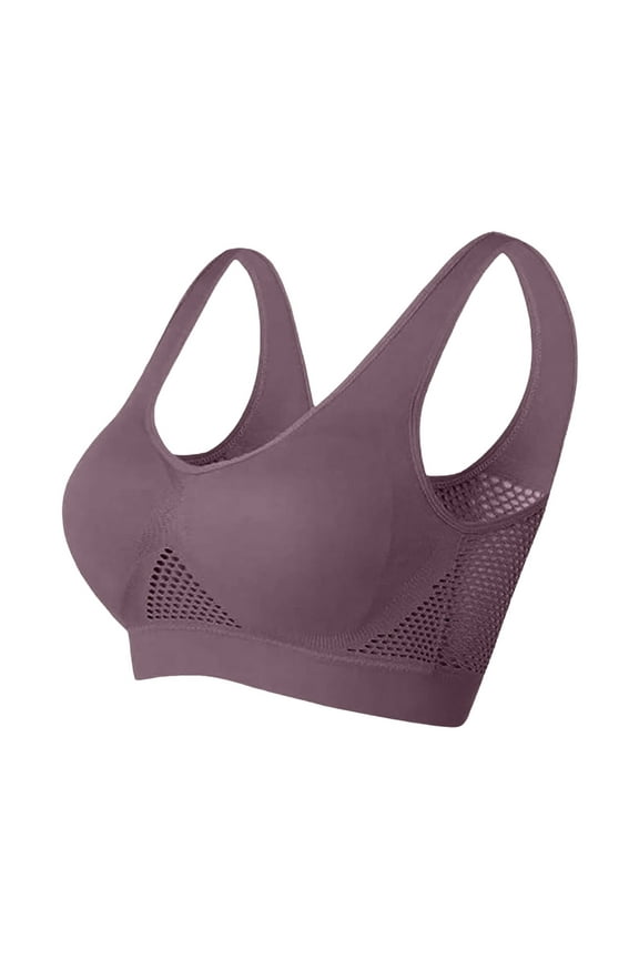 2025 New Breathable Cool Liftup Air Bra - Large Size Mesh Sports Bra for Women, Underwireless Support, Front Closure