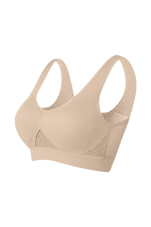2025 New Breathable Cool Liftup Air Bra - Large Size Mesh Sports Bra for Women, Underwireless Support, Front Closure