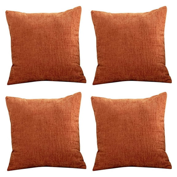 2025 New! Burnt Orange Pillow Covers 18X18 Inch Set of 4 Modern Farmhouse Rustic Decorative Throw Cover Square Cushion Case