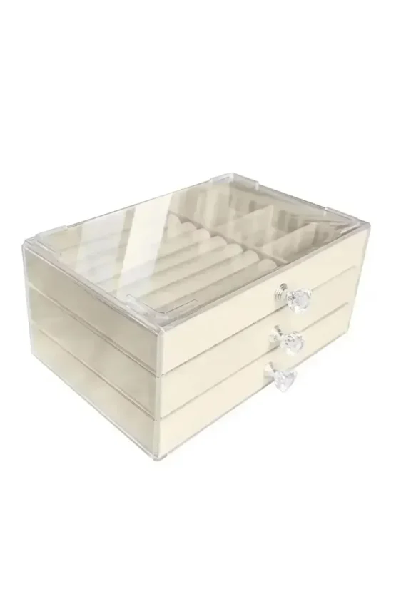 2025 New Capacity High-grade Exquisite Anti-oxidation Three Drawer Desktop Jewelry Bracelet Ring Jewelry Large Storage Box