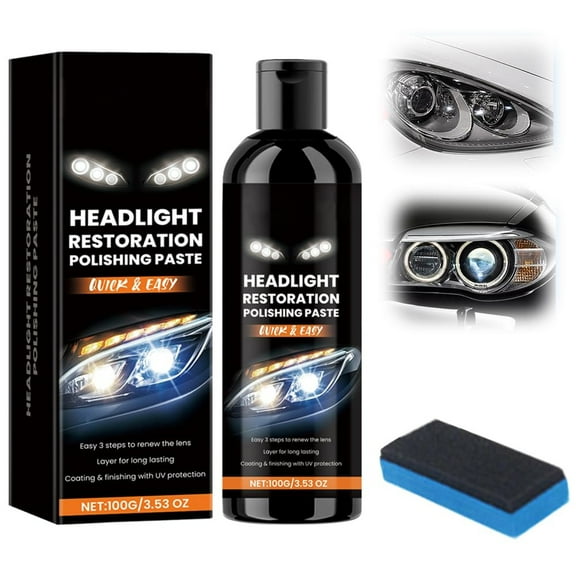 2025 New Car Headlights Restoration Kit Headlight Stain Remover Polishing Paste Repair with Scratch Removal Headlight Polish Cleaner for Lights 3.53oz