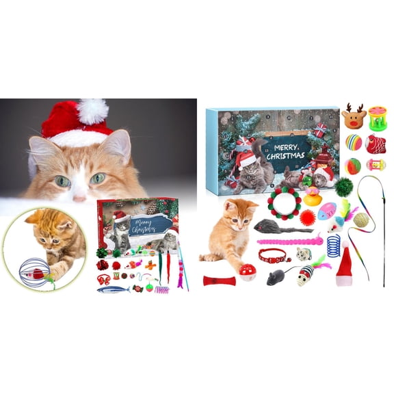 2025 New Cat Advent Calendar 24 Days Countdown To Christmas Advent Calendar Cat Feather Teaser And For Toys Interactive Play For Cat Lovers