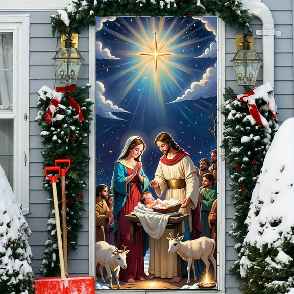2025 New Christmas Door Set Border Santa Claus Party Festival Decoration Door Stickers Scene Hanging Cloth