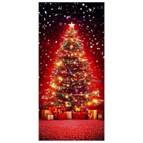 2025 New Christmas Front Door Cover, 36 * 80''/200x90CM Christmas Door Cover Cloth, Fabric Doors Covers for Festive Party Home Decor