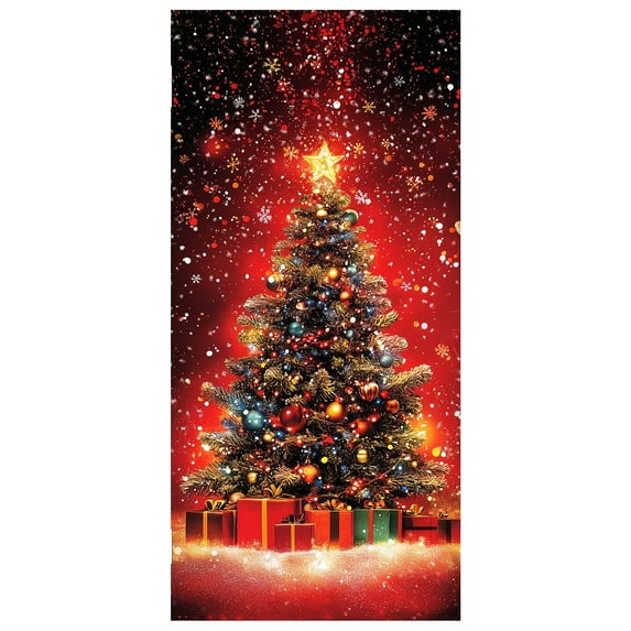 2025 New Christmas Front Door Cover Elastic, Christmas Door Cover Cloth with Elastic for Holidays Home Party Decor