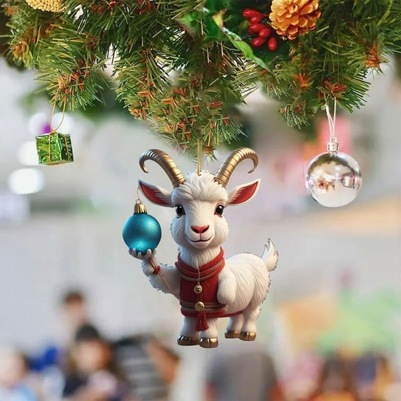 2025 New Christmas Goat Creative Ornament Acrylic Hanging Decoration for Christmas Trees/ Christmas Cute Cartoon Goat Ornament B