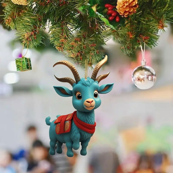 2025 New Christmas Goat Creative Ornament Acrylic Hanging Decoration for Christmas Trees/ Christmas Cute Cartoon Goat Ornaments E