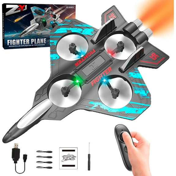 2025 New Christmas Remote Control Helicopter, Morereinforce Official - Morere Inforce Remote Control Airplane Fighter, Remote Control Fighter Jet Model Toy with LED Lights (Gravity Remote,Blue)