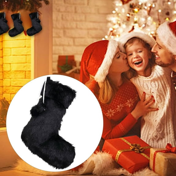 2025 New Christmas Stockings Brown Rustic Neutral Farmhouse Fireplace Hanging Decorations Plush Faux with Tassel Soft Xmas Stocking for Large Family/ Christmas Sock Pendant Decoration B