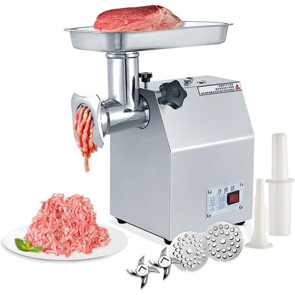 2025 New Commercial Electric Meat Grinder, Stainless Steel Meat Mincer Max Yield 265lbs/H with 200r/m by 800W, Heavy Duty Sausage Stuffer with 2 Blades 2 Grinding Plates (6mm 8mm) for Kitchen
