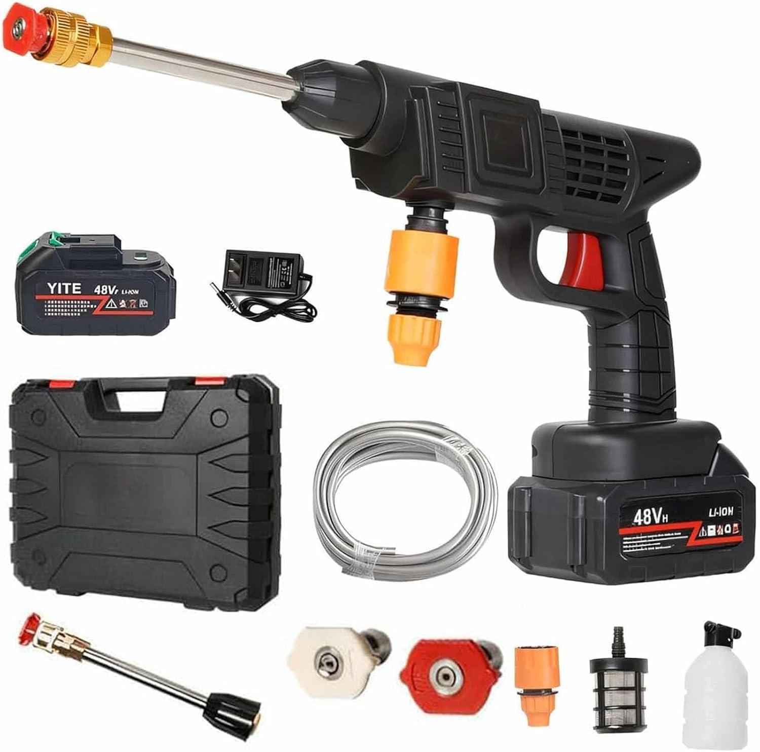 2025 New Cordless Portable Multi-Function High Pressure Water Blasters, Ez Jet Hydrowasher, Ez Jet Spray, Ez Jet Hydrowasher Battery Operated, 6 in 1 High Pressure Wireless Car Washer(Tool Box Packagi
