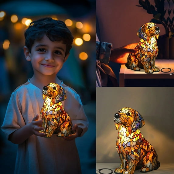 2025 New Corgi Lamp and Pug Lamps, Boxer Dog Lamp, Dogs Series Art Night Light, Retro Stained Resin Tabletop LED Night Light, 3D Cute Pet LED Table Lamps, Fun Gift for Dog Lover