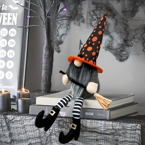 2025 New Decor Set - Witch Robe, Rudolf Hat, Faceless Doll & Gnome Figurines for Spooky Party Scene Setup🎃