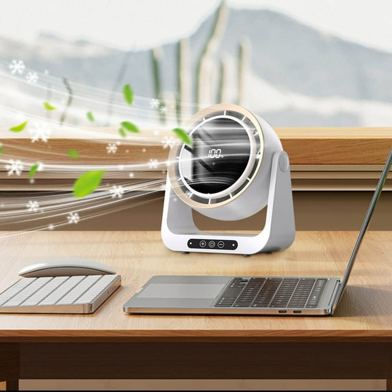 2025 New Desk Fan With Battery Powered, Quiet, 100 Speeds, Adjustable Head, Smart Digital Display, Table Travel Fan for Bedroom, Office Travel Camping Kitchen Home