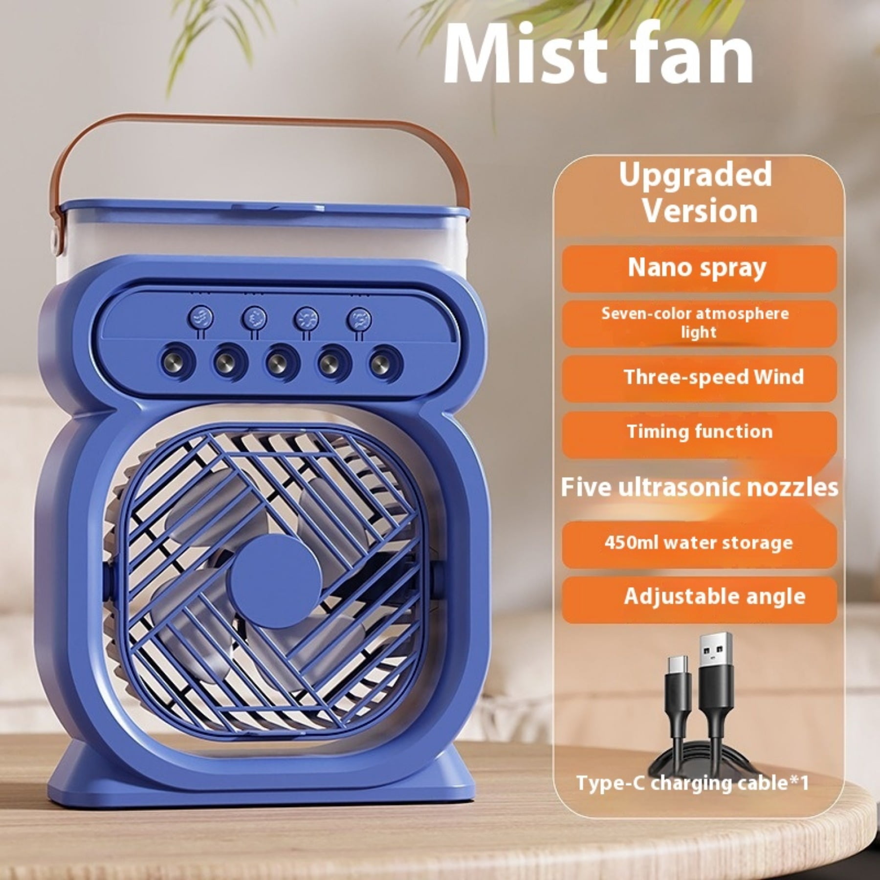 2025 New Desktop Humidifier with Night Light USB Spray Fan 2 in 1 for Office Outdoor Use