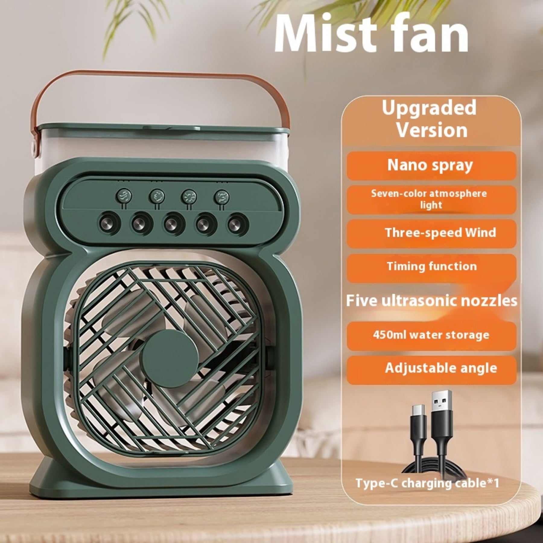 2025 New Desktop Humidifier with Night Light USB Spray Fan 2 in 1 for Office Outdoor Use