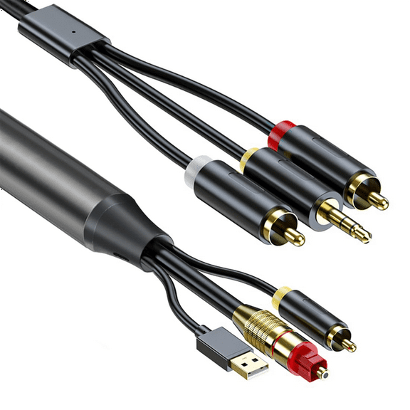2025 New! Digital to Analog Audio Conversion Cable,Digital SPDIF/Optical & Coaxial L/R &3.5mm AUX Stereo Cable
