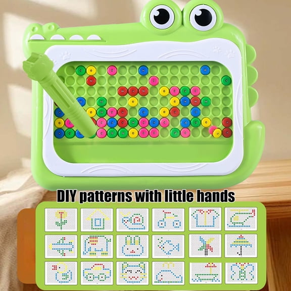 2025 New Dinosaur Magnetic Drawing Board - No Mess Bead Art Toy with Magnetic Pen, Montessori Education Travel Toys, Safe Christmas Craft Gift for Travel & Home Play (Includes Pattern Guides)