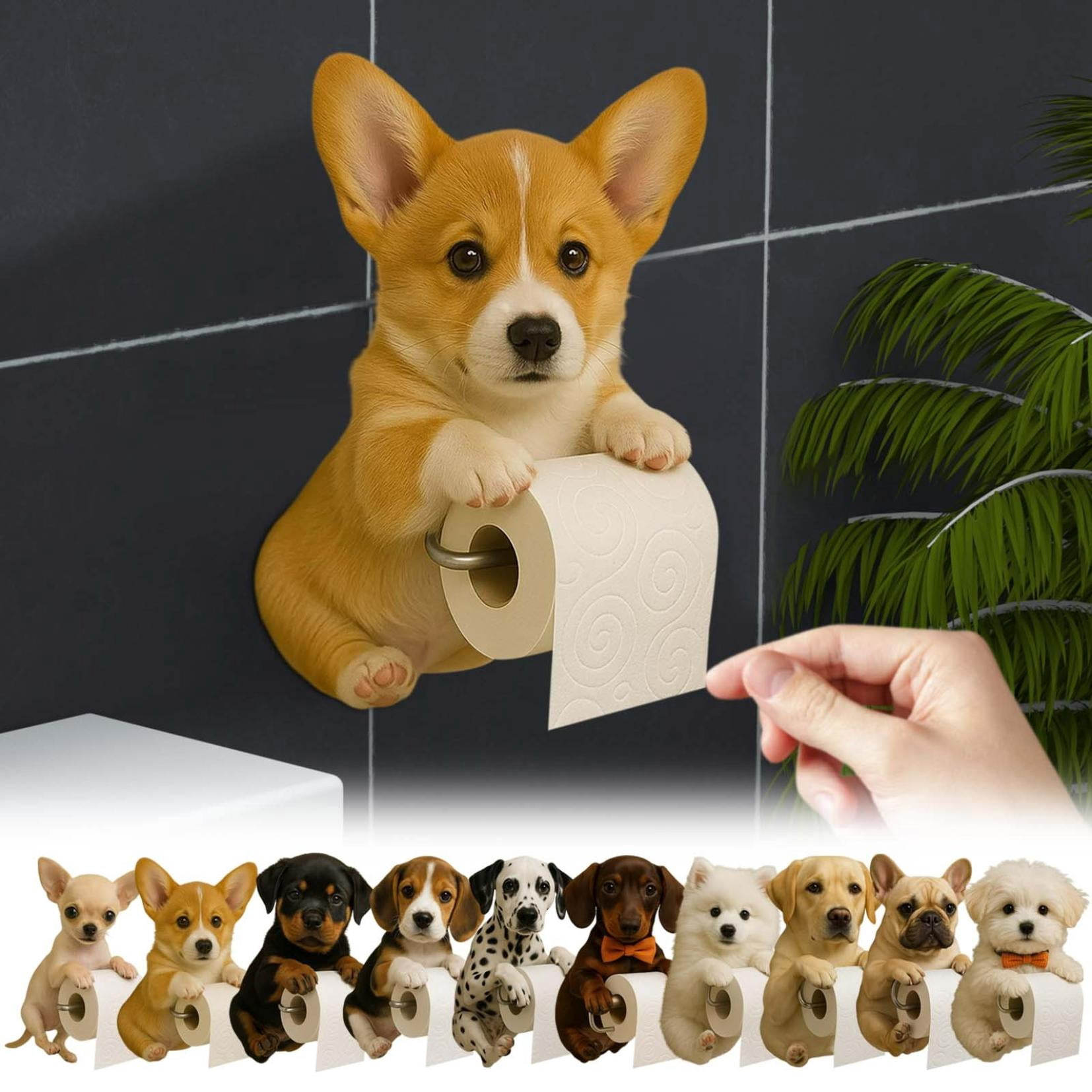 2025 New Dogs Toilet Roll Holder Series,Super Realistic Puppies Eyes On You Tissue Rack,3D Resin Cute Dog Towel Rack,Wall Mouted Toilets Paper Storage Dispenser for Home Bathroom Kitchen,Corgi