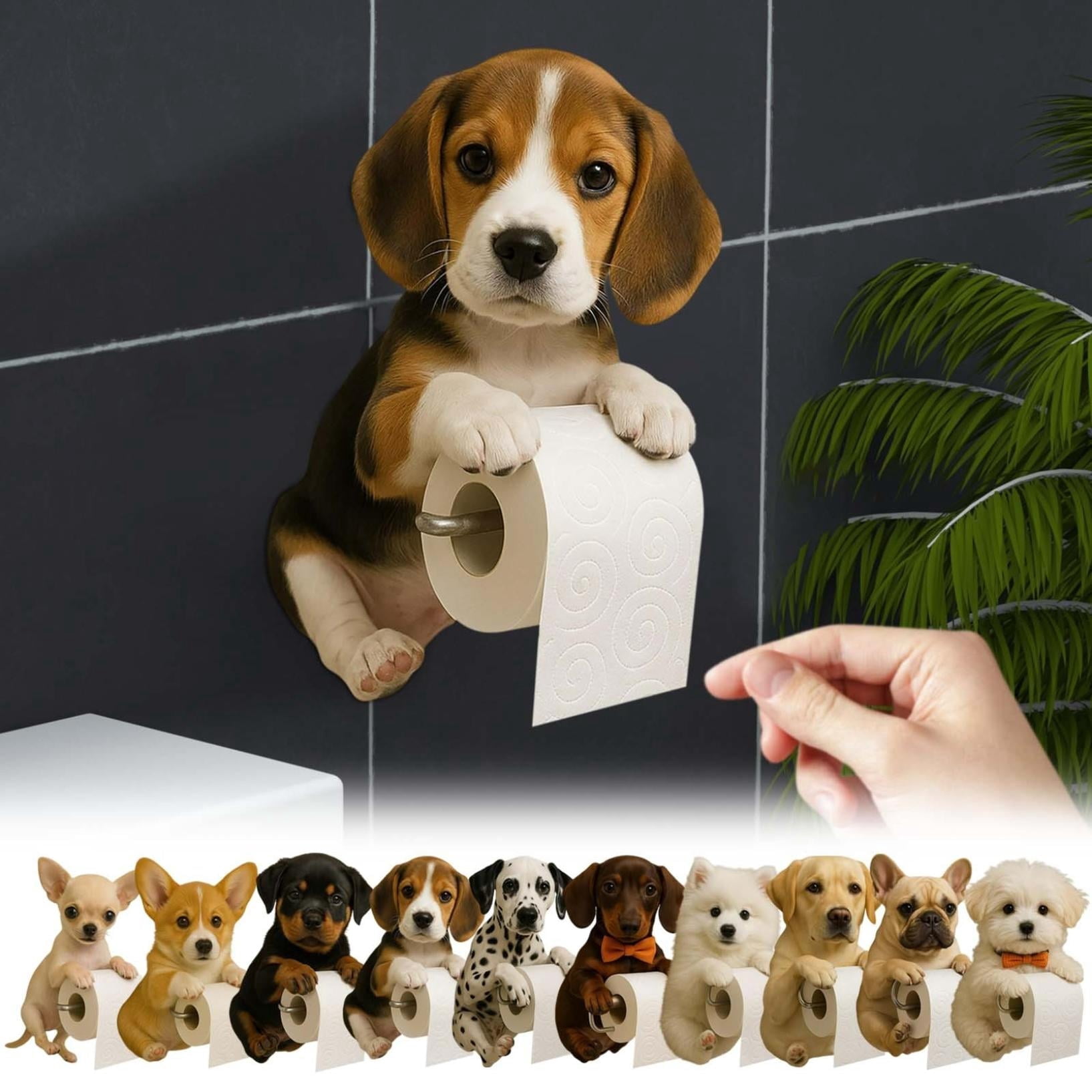 2025 New Dogs Toilet Roll Holder Series,Super Realistic Puppies Eyes On You Tissue Rack,3D Resin Cute Dog Towel Rack,Wall Mouted Toilets Paper Storage Dispenser for Home Bathroom Kitchen,Beagle