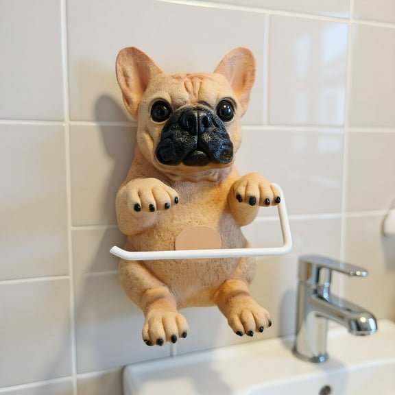 2025 New Dogs Toilet Roll Holder Series,Super Realistic Puppies Eyes On You Tissue Rack,3D Resin Dog Towel Rack,Wall Mouted Toilets Paper Storage Dispenser for Home Bathroom Kitchen,French Bulldog